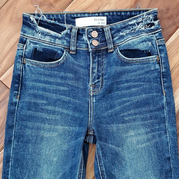 NEW! BUCKLE Bridge by GLY Elliot High Rise Ankle Skinny Stretch Jeans Raw Hem 25 - Picture 7 of 14